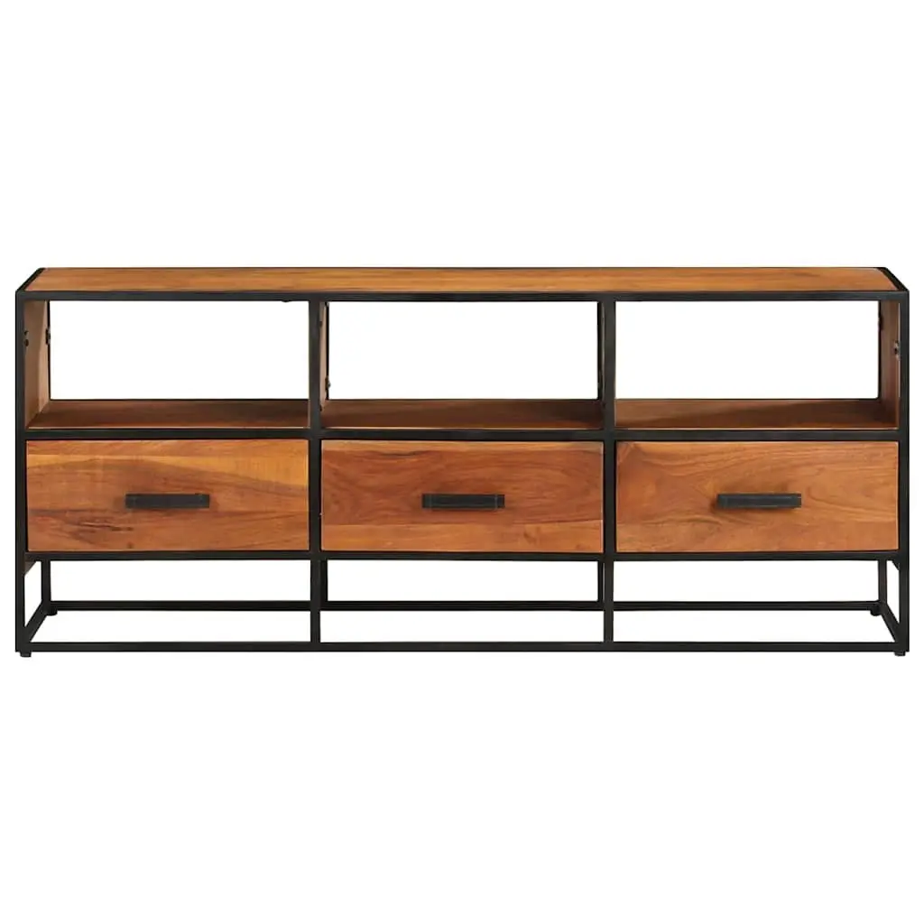 TV Cabinet Brown 110x30x45 cm Solid Acacia Wood with 3 Drawers and 3 Shelves