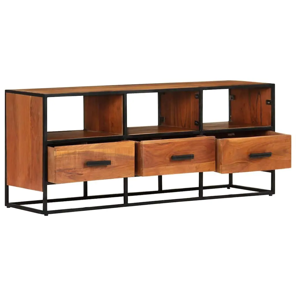 TV Cabinet Brown 110x30x45 cm Solid Acacia Wood with 3 Drawers and 3 Shelves