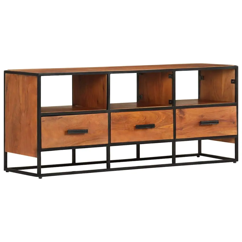 TV Cabinet Brown 110x30x45 cm Solid Acacia Wood with 3 Drawers and 3 Shelves