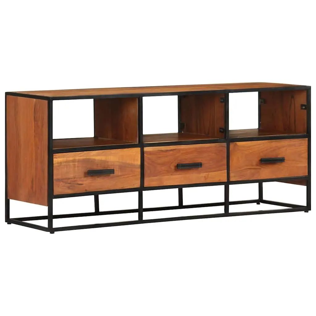 TV Cabinet Brown 110x30x45 cm Solid Acacia Wood with 3 Drawers and 3 Shelves