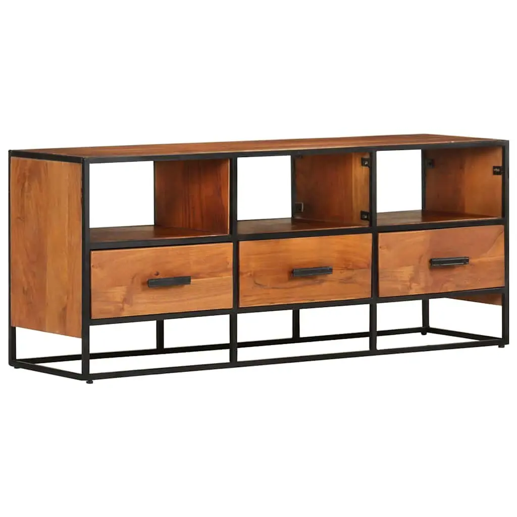 TV Cabinet Brown 110x30x45 cm Solid Acacia Wood with 3 Drawers and 3 Shelves