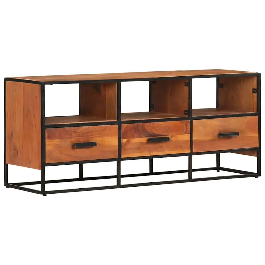 TV Cabinet Brown 110x30x45 cm Solid Acacia Wood with 3 Drawers and 3 Shelves