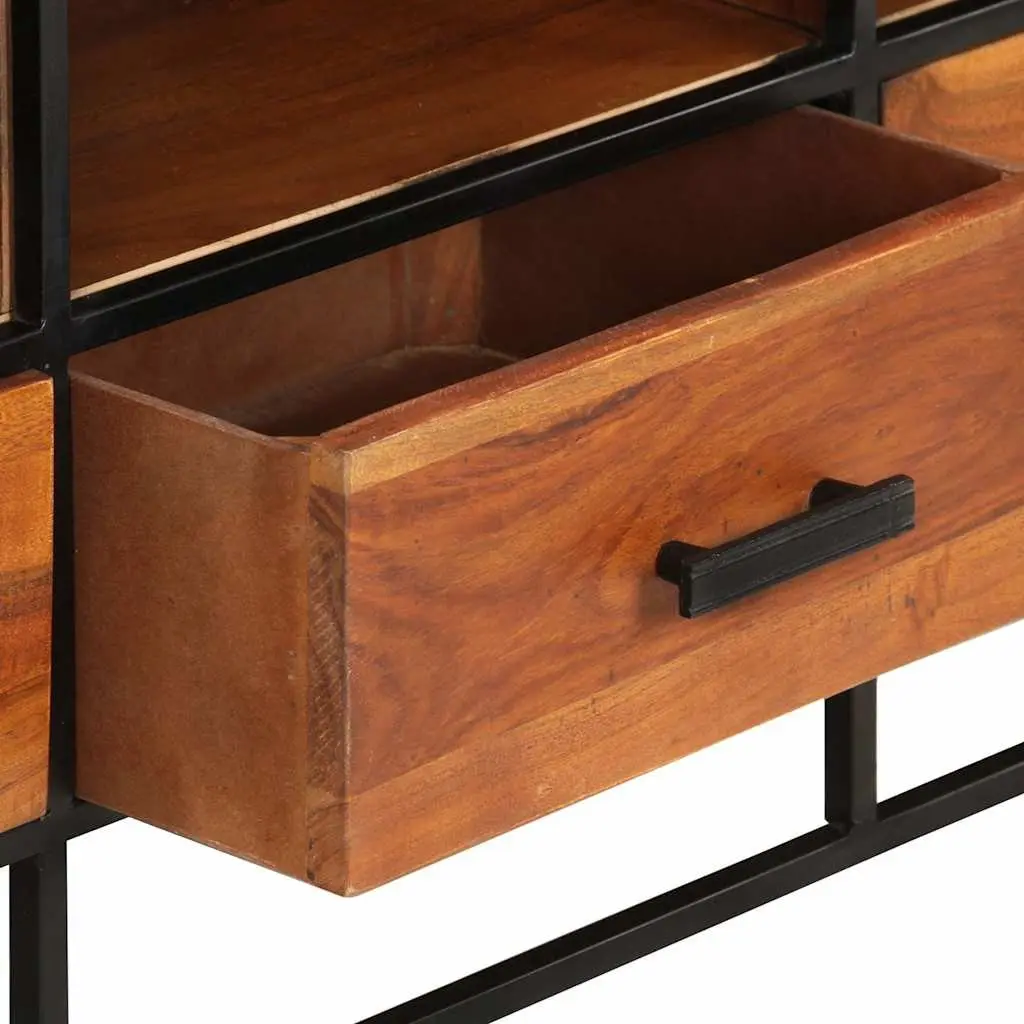TV Cabinet Brown 110x30x45 cm Solid Acacia Wood with 3 Drawers and 3 Shelves