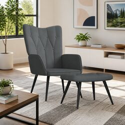 Grey Armchair and Stool - Modern Comfort