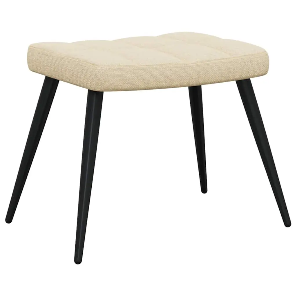 Cream Modern Relaxing Armchair with Matching Footstool Steel Frame Soft Upholstered Fabric