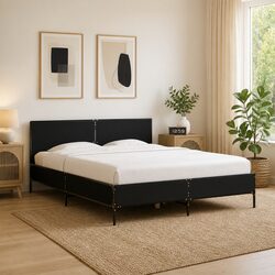 Compact Black Bed Frame 150x200 cm for Cozy Spaces