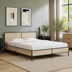 Compact and Sturdy 150x200 cm Bed Frame with Headboard