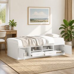 Compact Daybed with Storage - White Engineered Wood