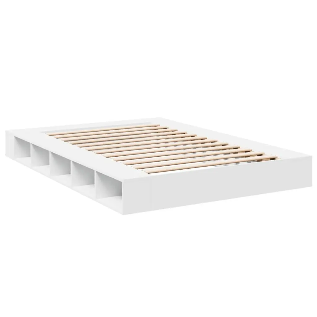 Bed Frame White Queen Size 150x200 cm Slatted Base with Storage Compartments