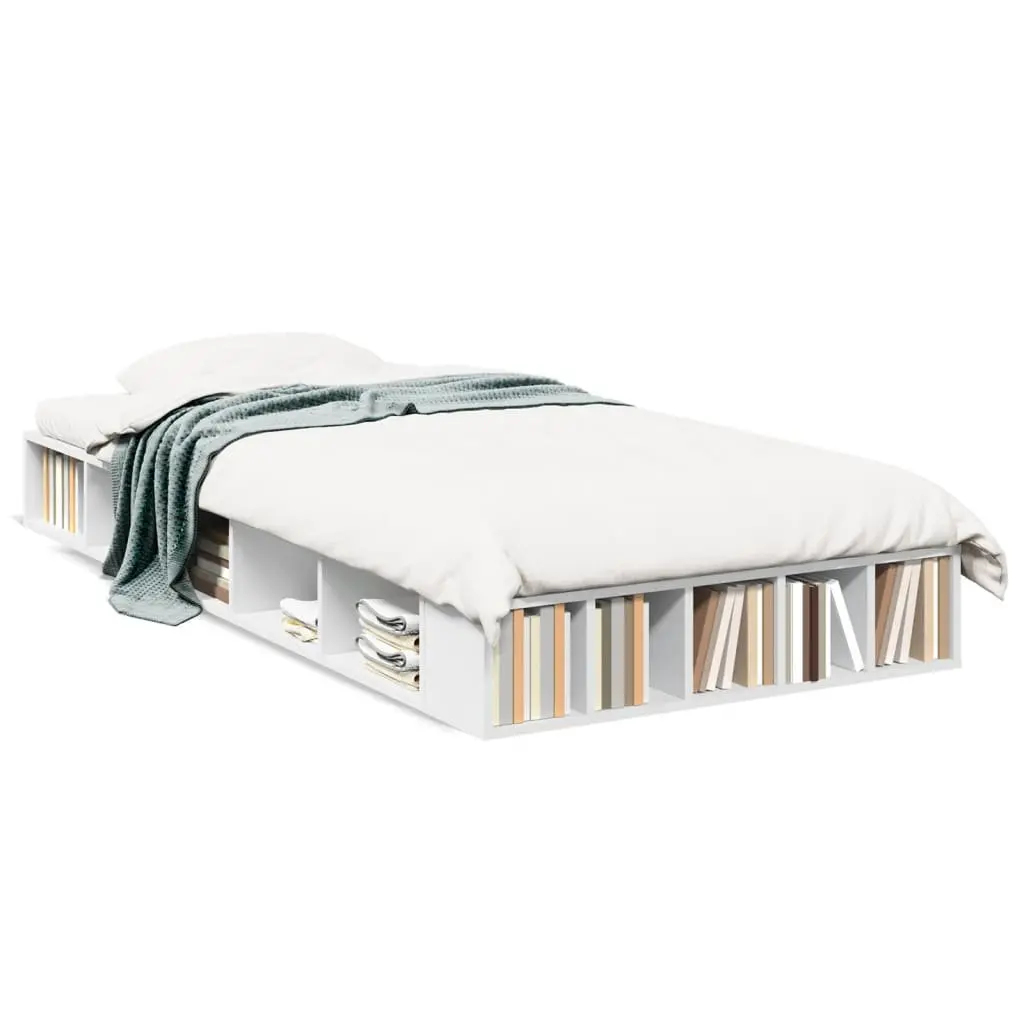 White Bed Frame 90x190 cm with Storage Options
