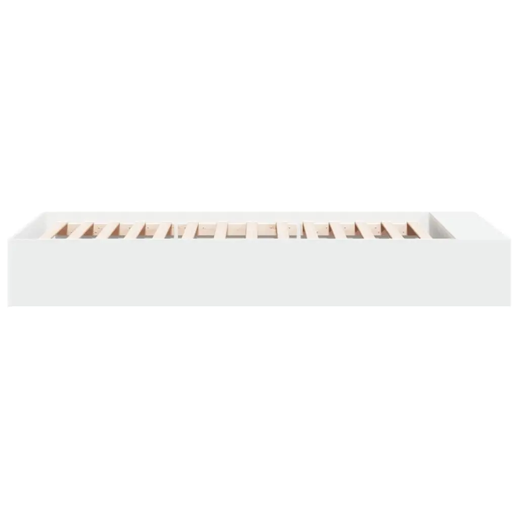 Bed Frame White 90x190 cm Modern Bedroom Furniture Storage Compartments Slatted