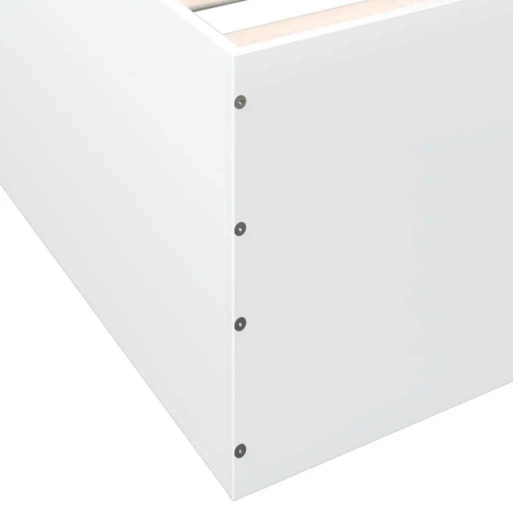 White Bed Frame 150x200 cm Modern Design Engineered Wood Slatted Base Sleep
