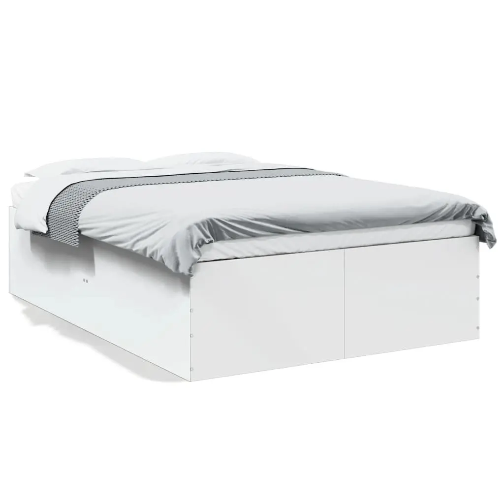 White Bed Frame 135x190 cm with Slatted Base