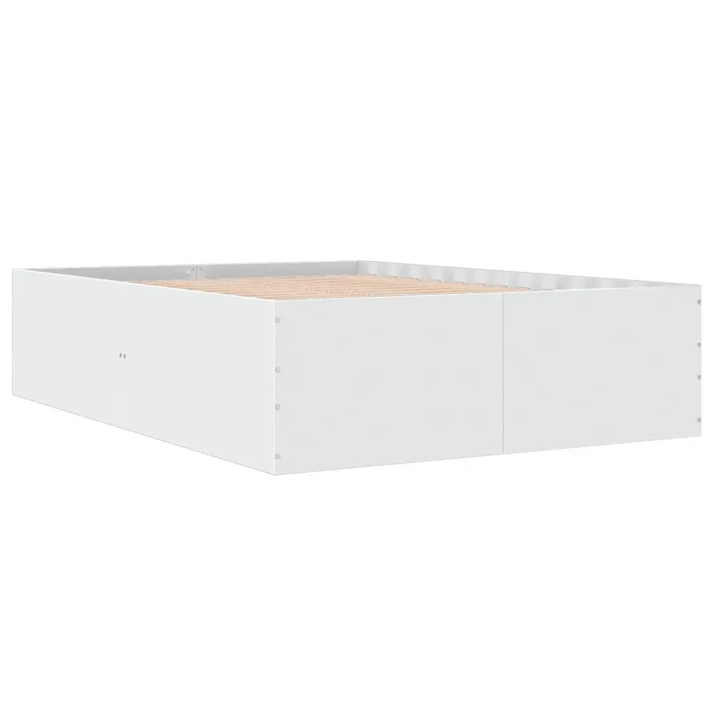 White Bed Frame 135x190 cm with Slatted Base