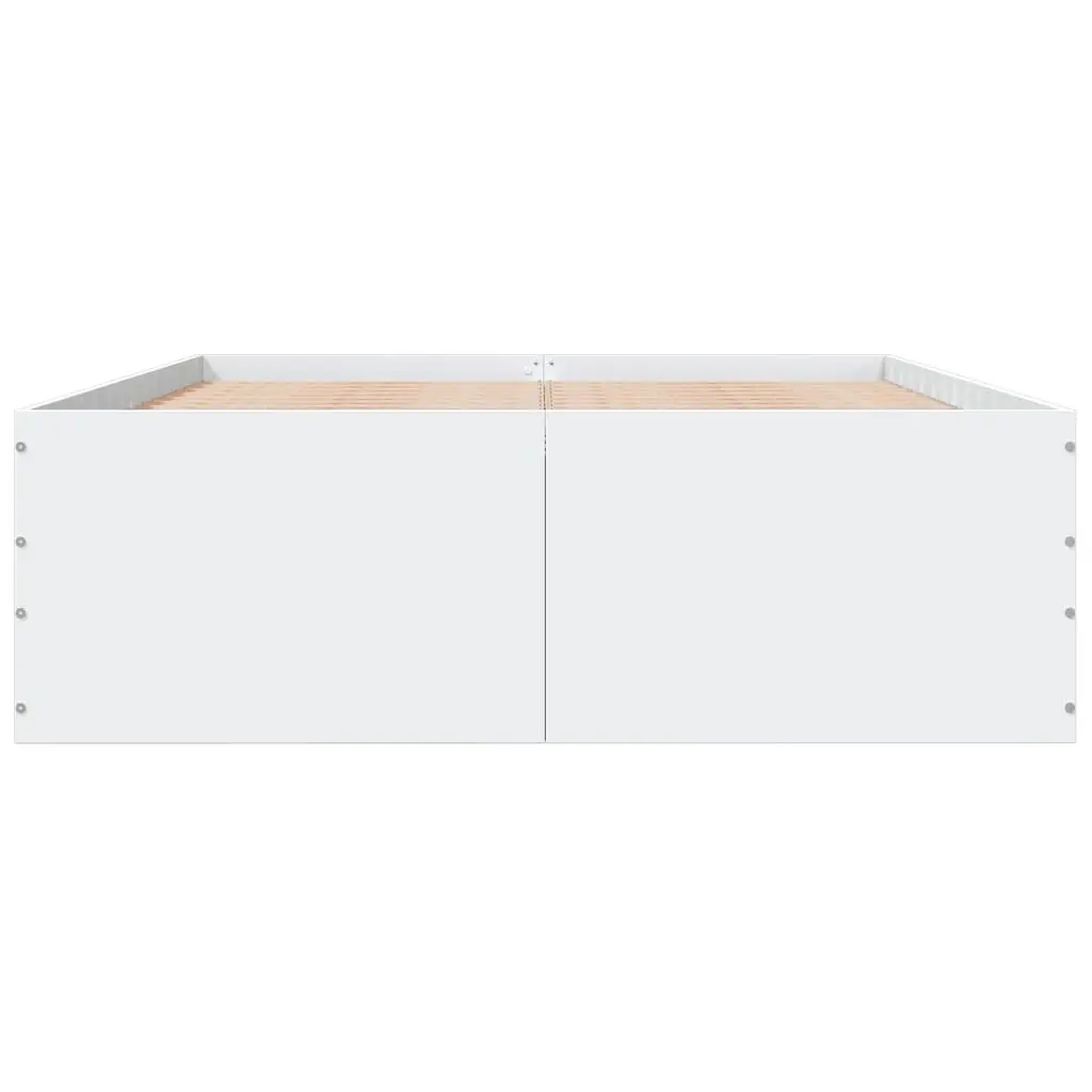 White Bed Frame 135x190 cm with Slatted Base