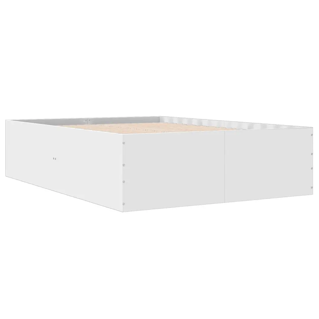 White Bed Frame 135x190 cm with Slatted Base