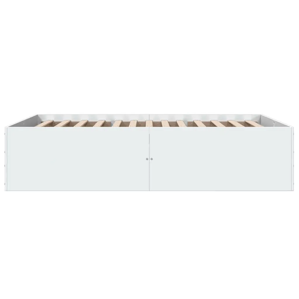 White Bed Frame 135x190 cm with Slatted Base