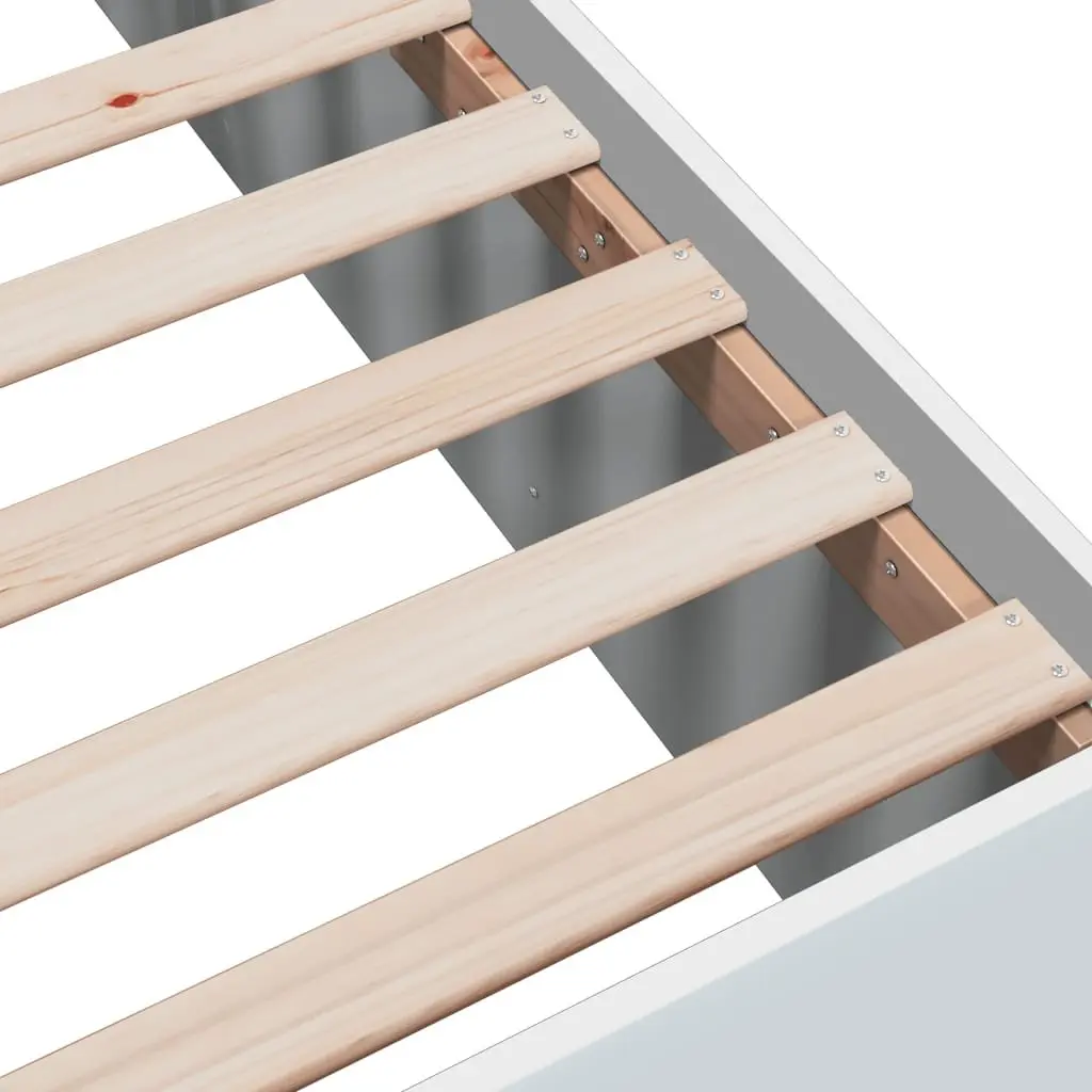 White Bed Frame 135x190 cm with Slatted Base