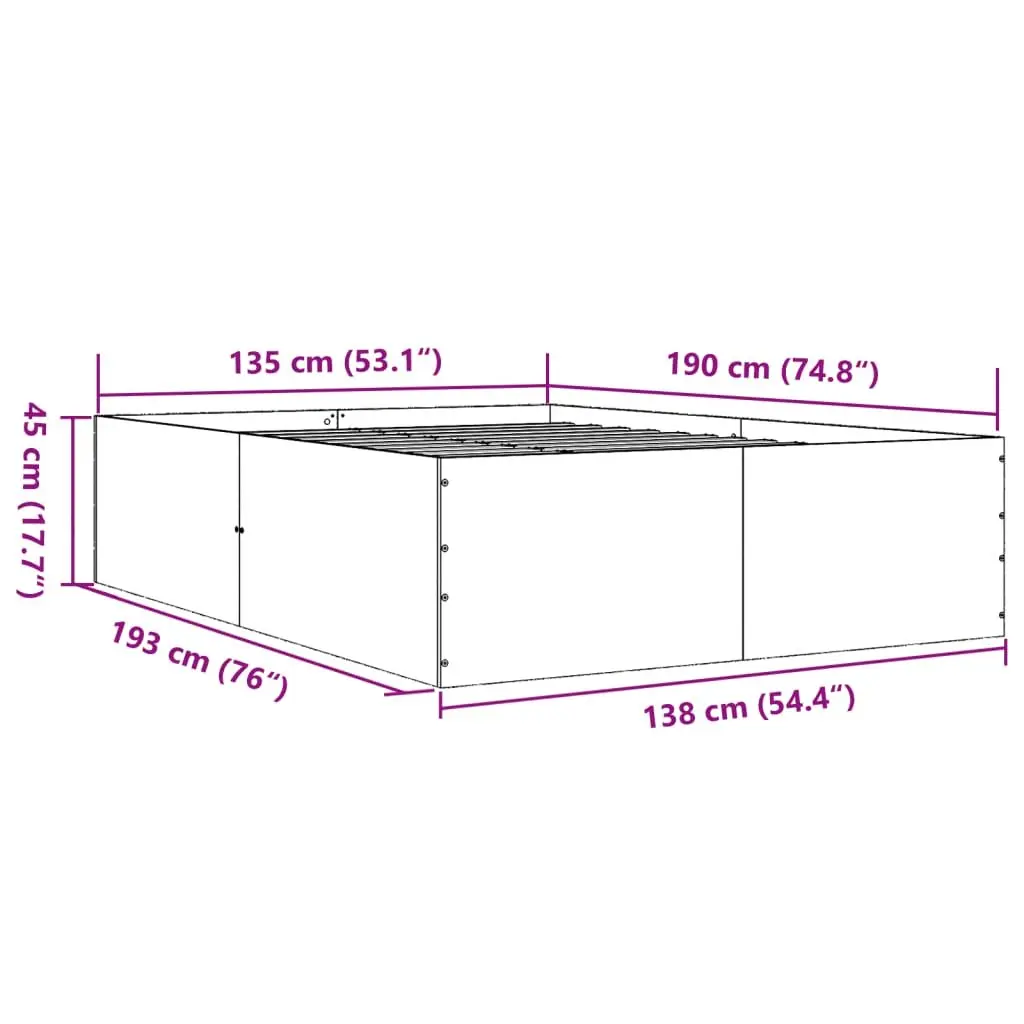 White Bed Frame 135x190 cm with Slatted Base