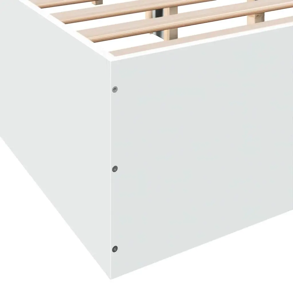 Bed Frame White 150x200 cm Modern Design Slatted Base Bedroom Furniture