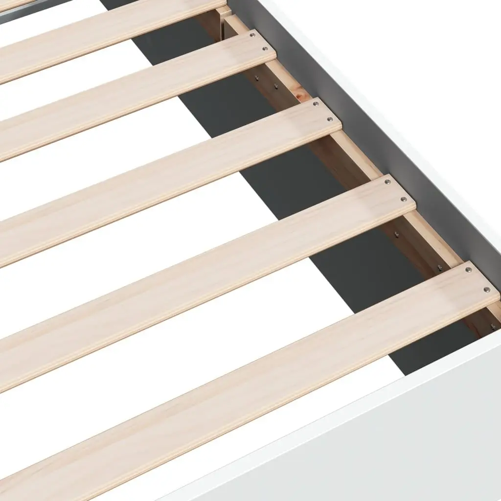 Bed Frame White 135x190 cm Modern Design Engineered Wood Slats Support
