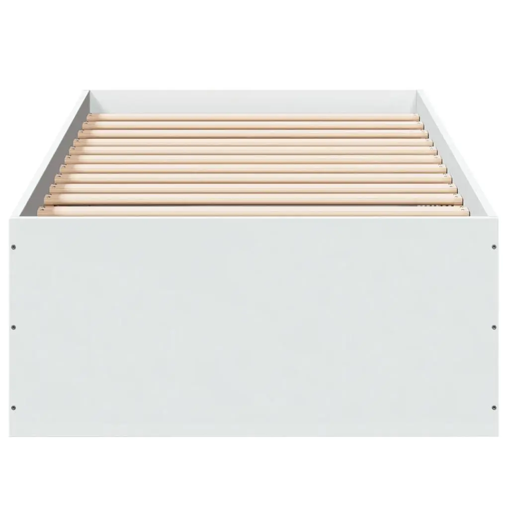 Bed Frame White 90x190 cm Modern Design Engineered Wood Slatted Base Support