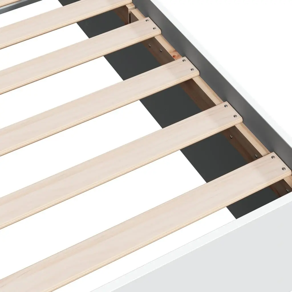 Bed Frame White 90x190 cm Modern Design Engineered Wood Slatted Base Support