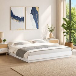 King Bed Frame with Customizable RGB LED Lights
