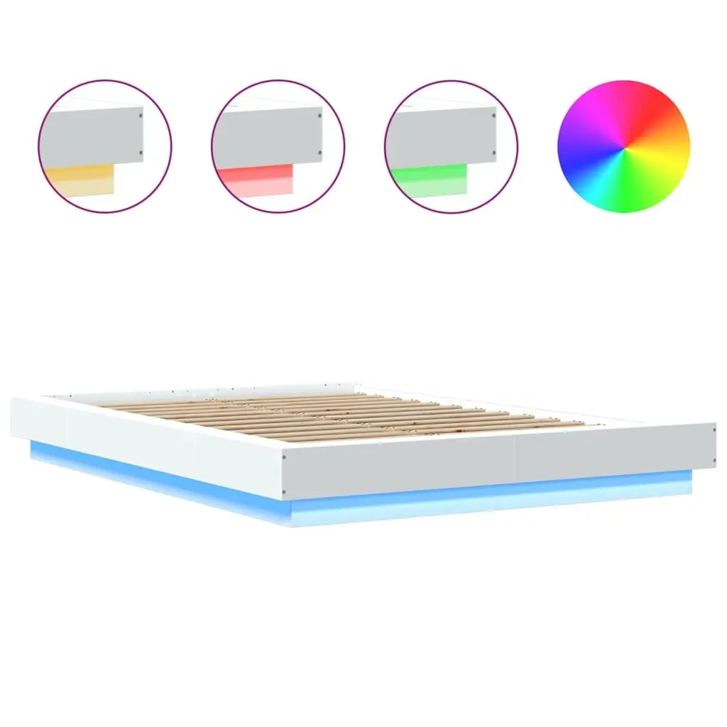 White Bed Frame with Custom RGB LED Lights