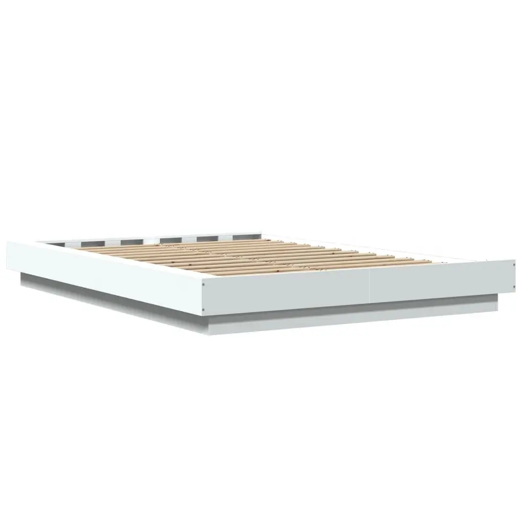 White Bed Frame with Custom RGB LED Lights