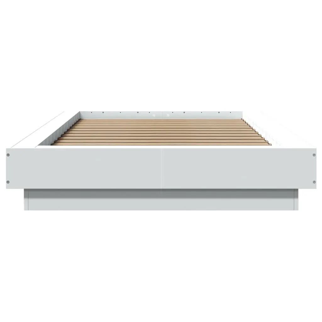 Bed Frame White 90x190 cm Slatted Base with RGB LED Lights