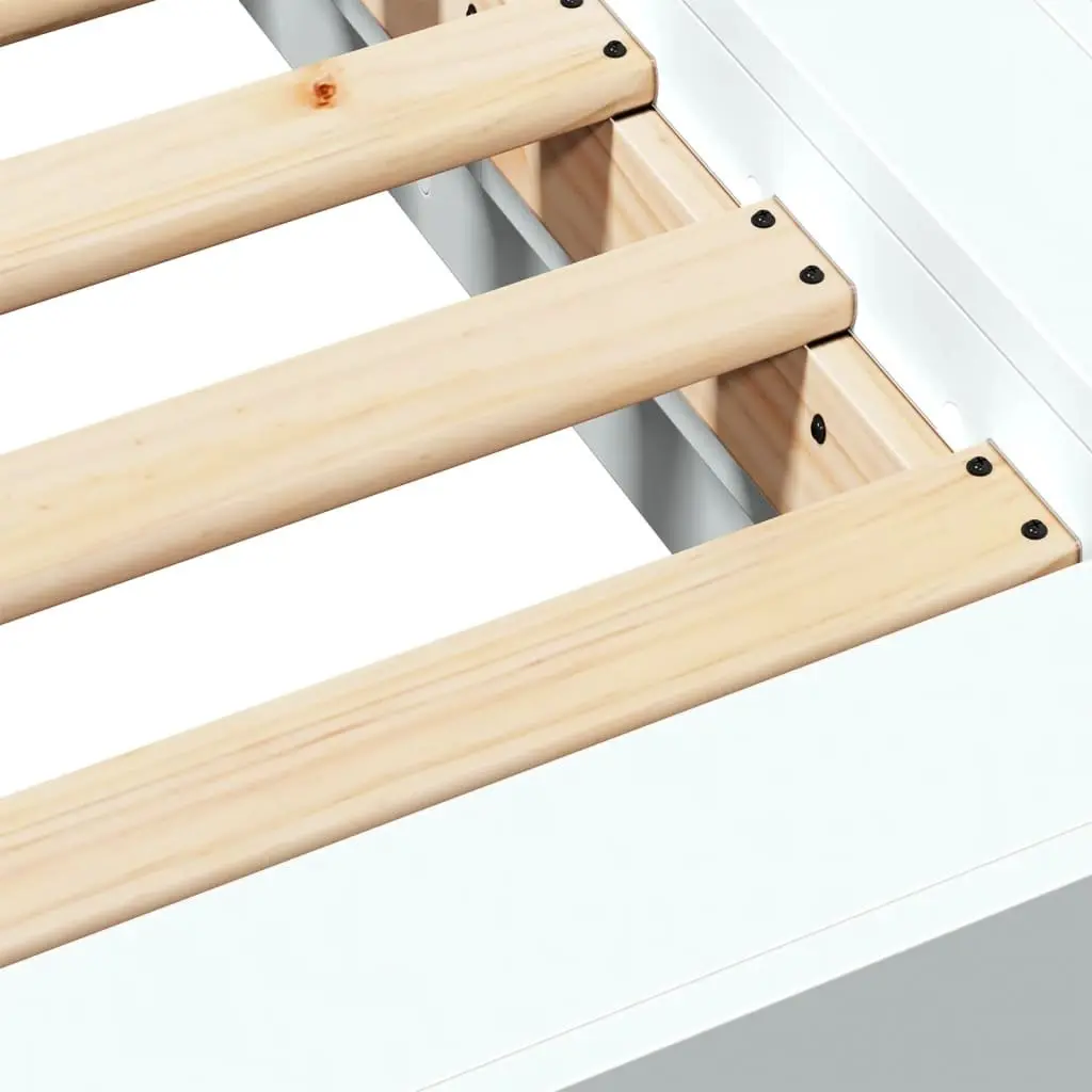 Bed Frame White 150x200 cm Modern Design Slatted Base Bedroom Furniture