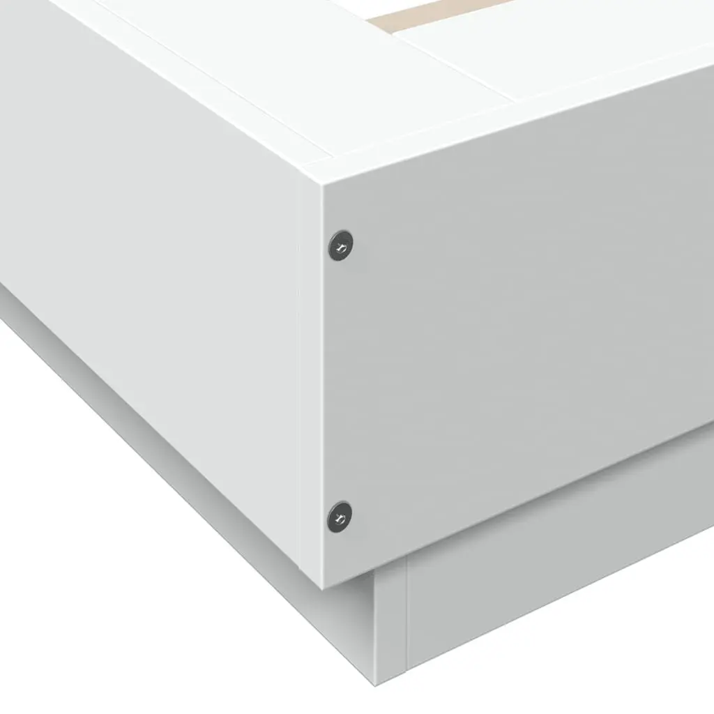 White Bed Frame 90x190 cm Modern Design Engineered Wood Slatted Base