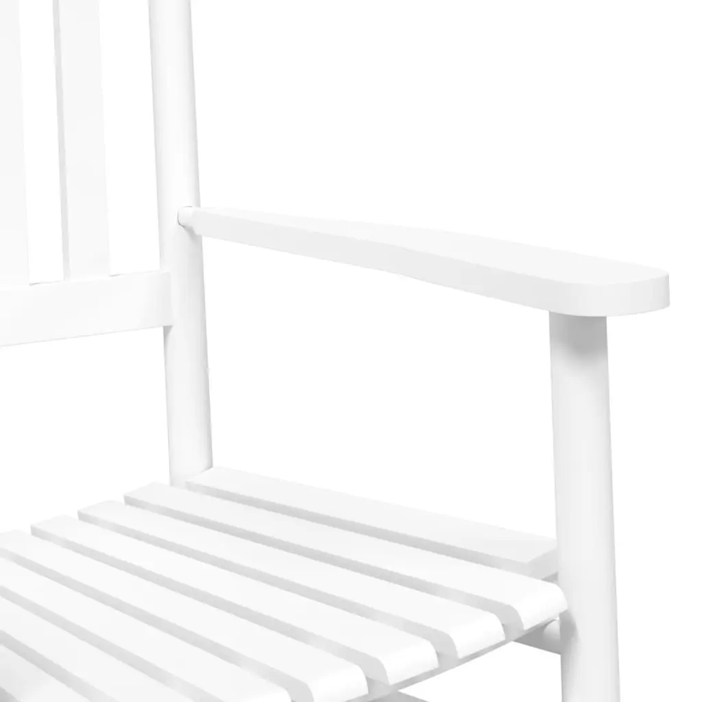 Rocking Chair with Foldable Side Table White Wooden Armrests Patio Furniture