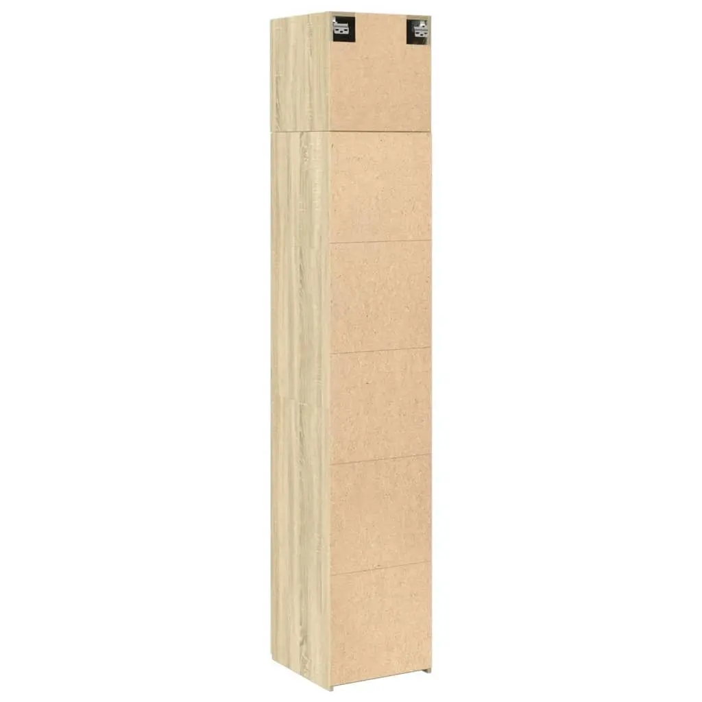 Slim Storage Cabinet Sonoma Oak Tall Engineered Wood Multipurpose