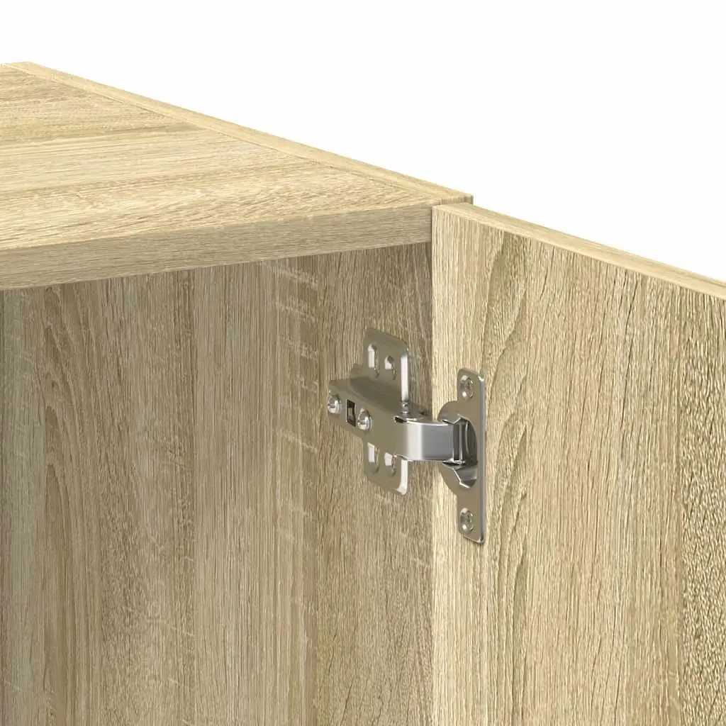 Storage Cabinet Brown Tall Engineered Wood Multiple Compartments