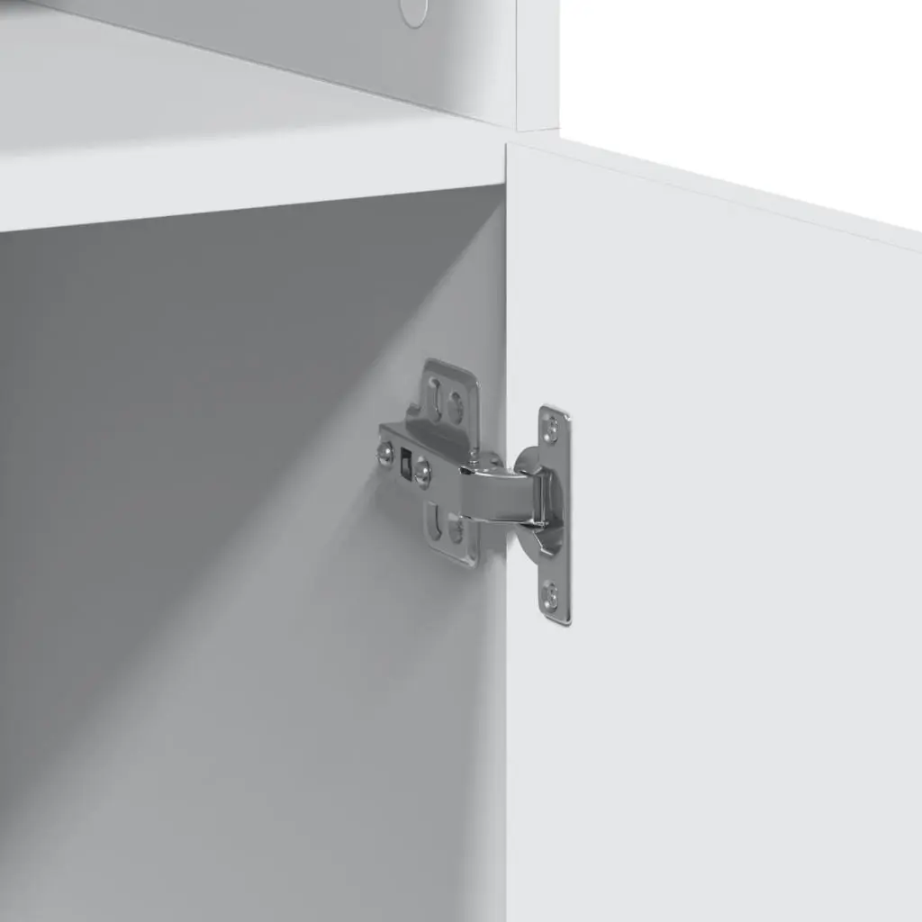 Highboard Storage Cabinet White 80x42.5x249cm Engineered Wood with Open Compartments and Doors