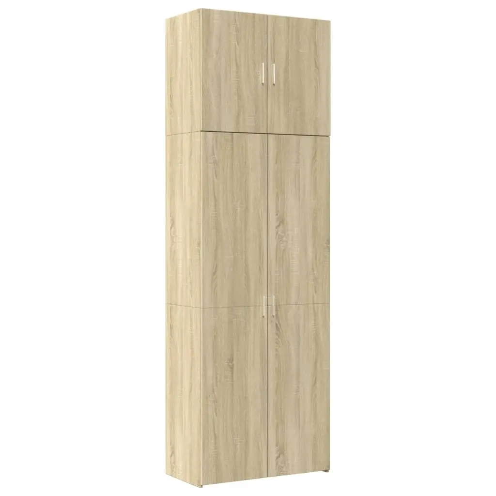 Highboard Storage Cabinet Brown Engineered Wood Sonoma Oak Multiple Compartments Doors
