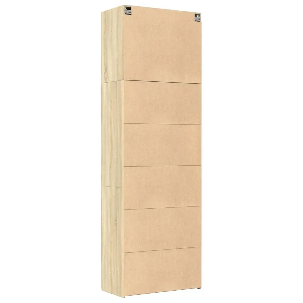 Highboard Storage Cabinet Brown Engineered Wood Sonoma Oak Multiple Compartments Doors