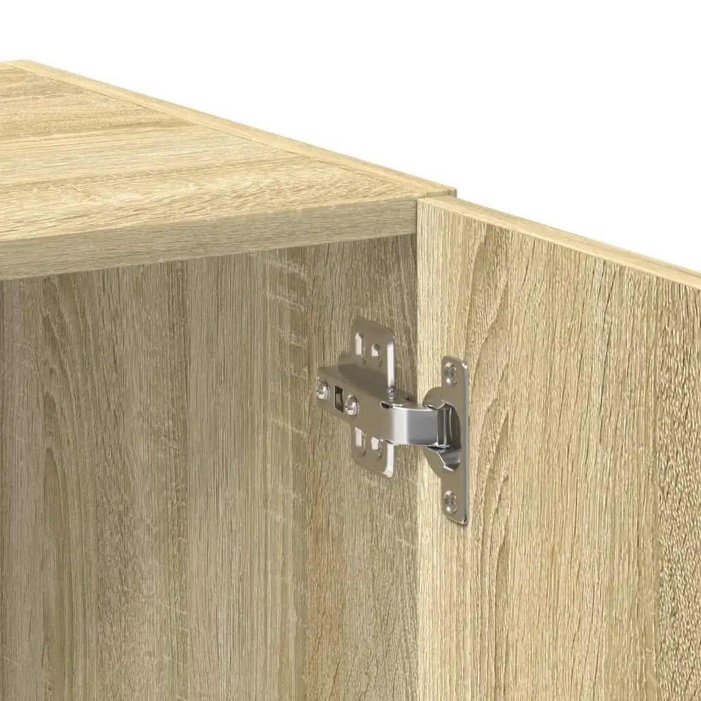 Highboard Storage Cabinet Brown Engineered Wood Sonoma Oak Multiple Compartments Doors