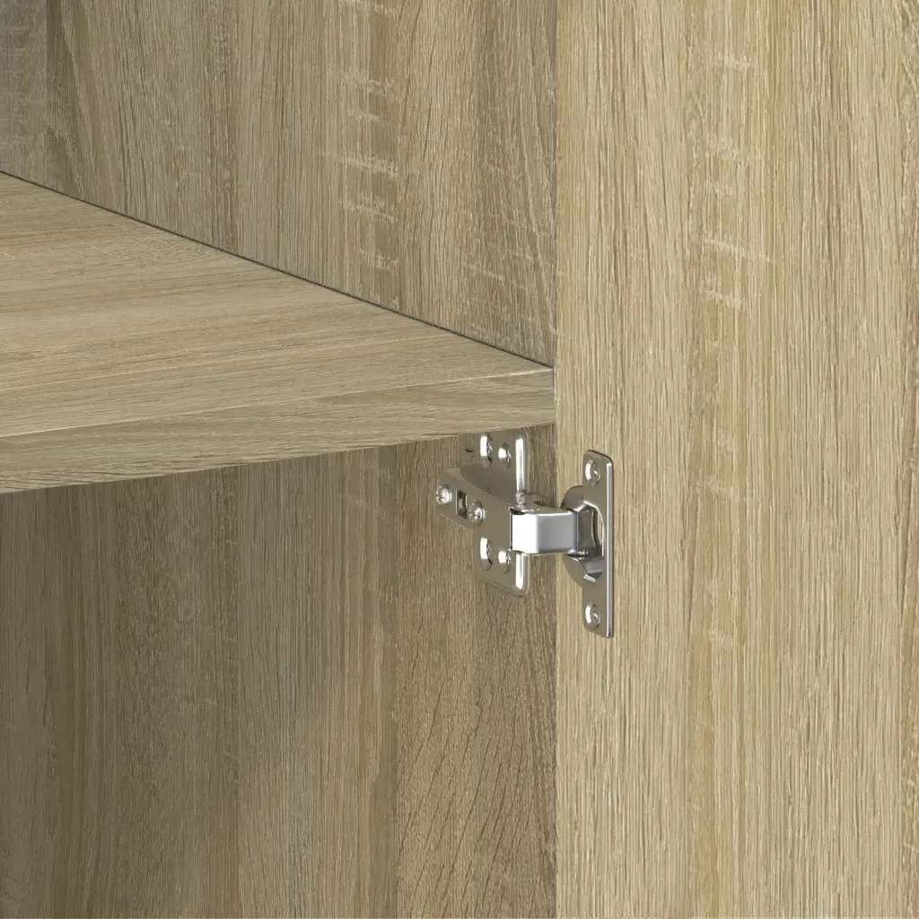 Highboard Storage Cabinet Brown Engineered Wood Sonoma Oak Multiple Compartments Doors
