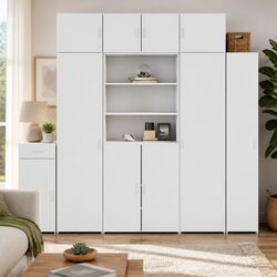Highboard White 80x42.5x185cm Storage Cabinet Shelving Unit Engineered Wood