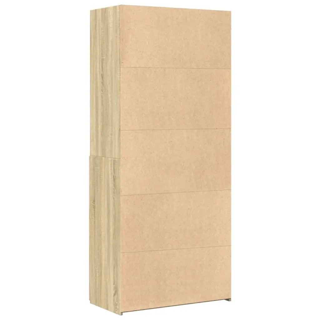 Highboard Brown Engineered Wood Storage Cabinet 80x42.5x185cm Open Compartments and Doors