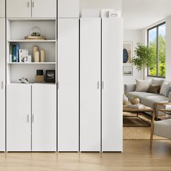 Compact Highboard White Storage Cabinet 30x42.5x185cm