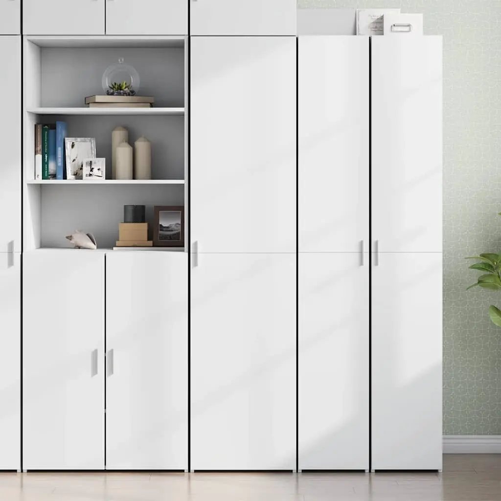 Highboard Storage Cabinet White 45x42.5x185cm Engineered Wood Multiple Compartments