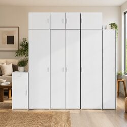 White Highboard Storage Cabinet Engineered Wood Bedroom Living Room Sideboard
