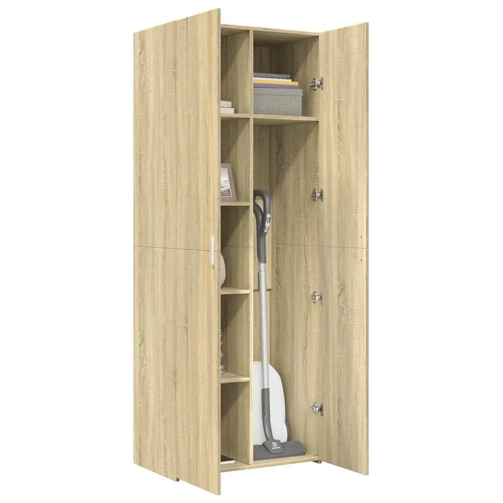 Highboard Cabinet Brown Engineered Wood Multiple Compartments Storage Unit for Living Room Bedroom 70x42.5x185cm