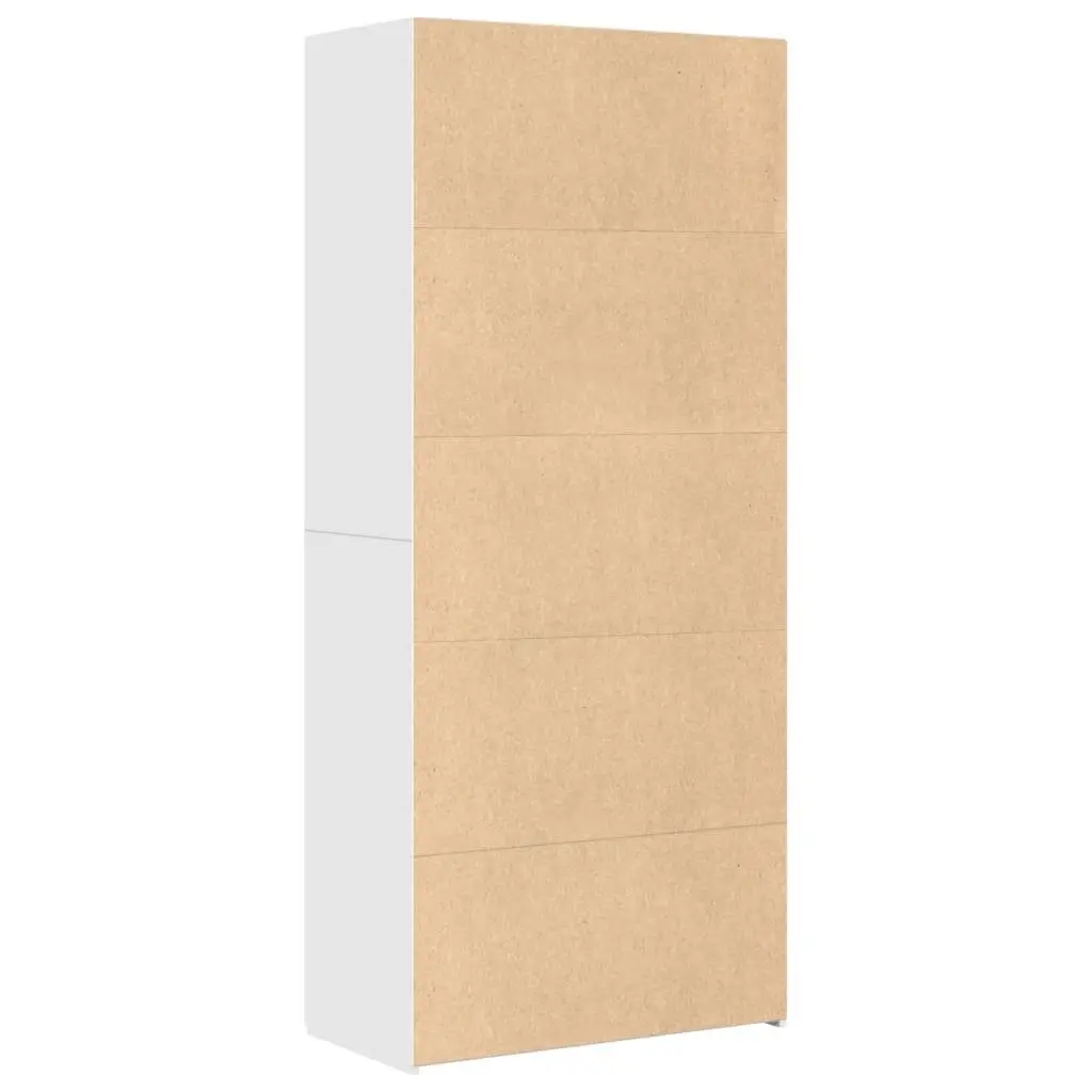 Highboard Storage Cabinet White Engineered Wood Multiple Compartments Easy to Clean