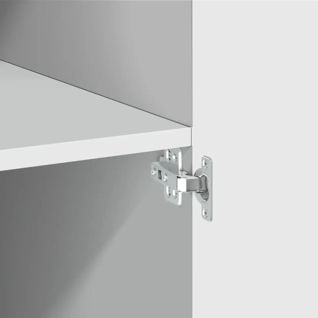 Highboard Storage Cabinet White Engineered Wood Multiple Compartments Easy to Clean