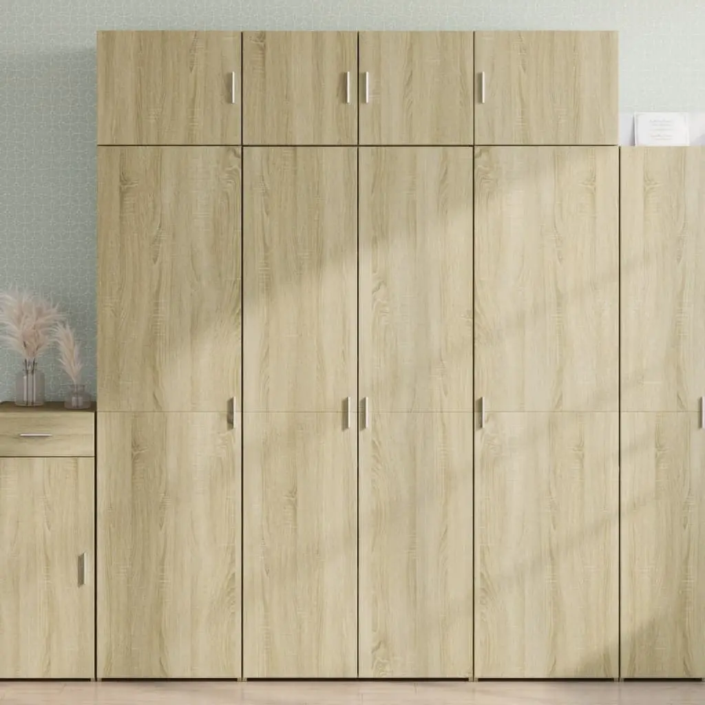 Highboard Storage Cabinet Brown Engineered Wood 80 x 42.5 x 185 cm Multiple Compartments